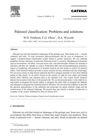 Paleosol Classification: Problems and Solutions
