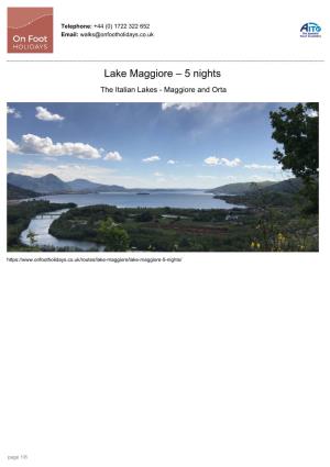 Lake Maggiore – 5 Nights the Italian Lakes - Maggiore and Orta