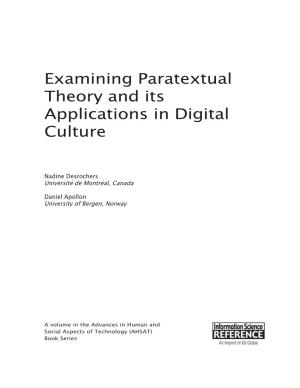 Examining Paratextual Theory and Its Applications in Digital Culture
