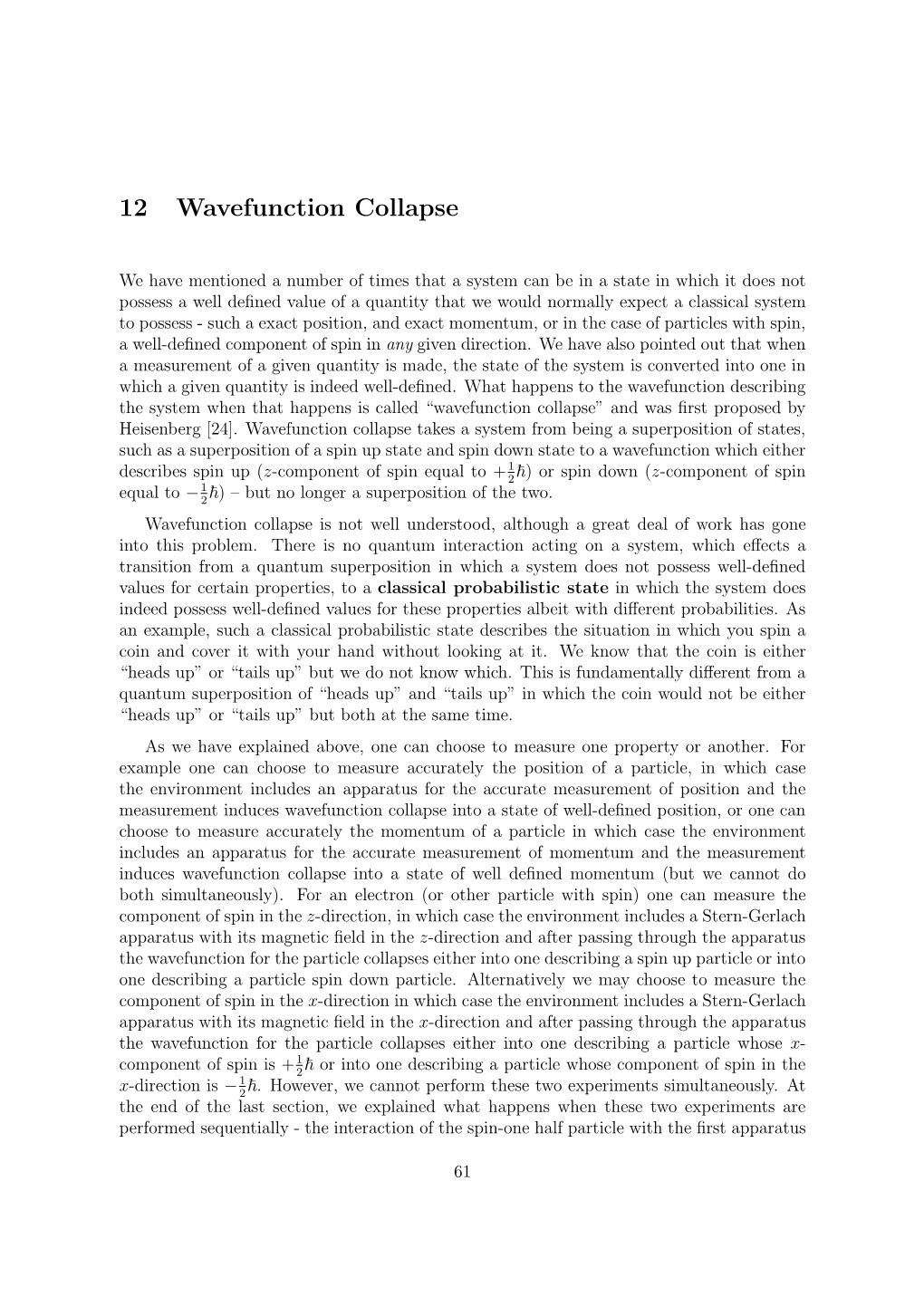 12 Wavefunction Collapse