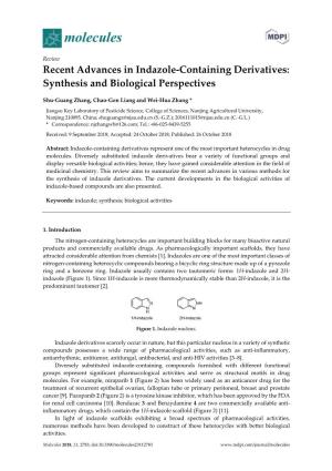Recent Advances in Indazole-Containing Derivatives: Synthesis and Biological Perspectives