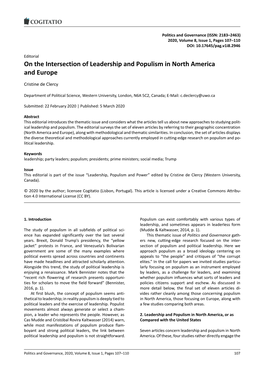 On the Intersection of Leadership and Populism in North America and Europe