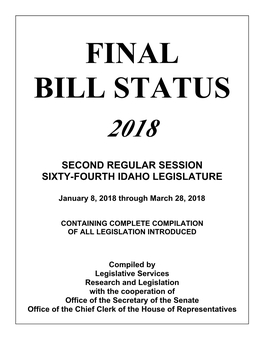 Final Bill Status 2018