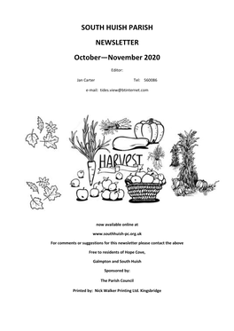 SOUTH HUISH PARISH NEWSLETTER October—November 2020
