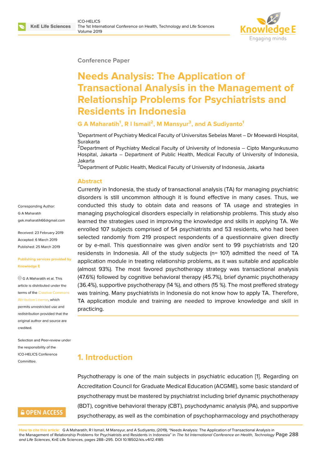 The Application of Transactional Analysis in the Management Of