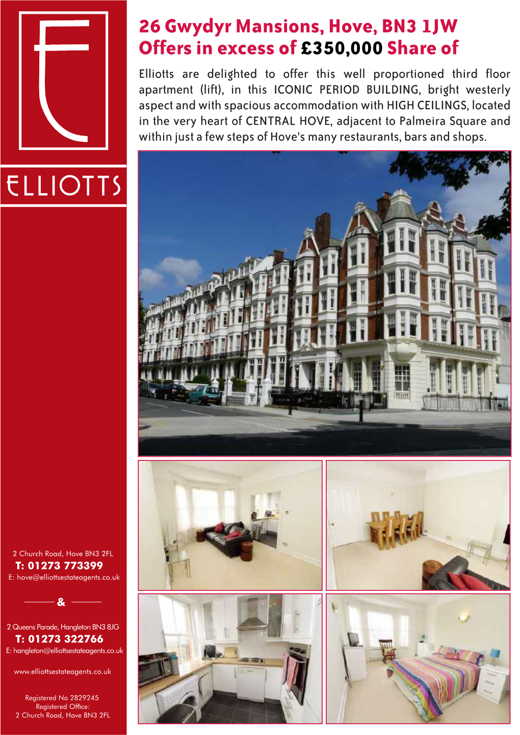 26 Gwydyr Mansions, Hove, BN3 1JW Offers in Excess Of£350,000Share Of