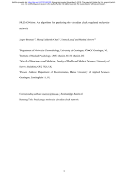 An Algorithm for Predicting the Circadian Clock-Regulated Molecular