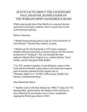 Top 20 Fun Facts About Paul Shaffer