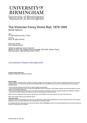 University of Birmingham the Victorian Fancy Dress Ball, 1870