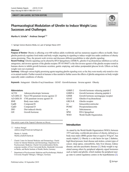 Pharmacological Modulation of Ghrelin to Induce Weight Loss: Successes and Challenges