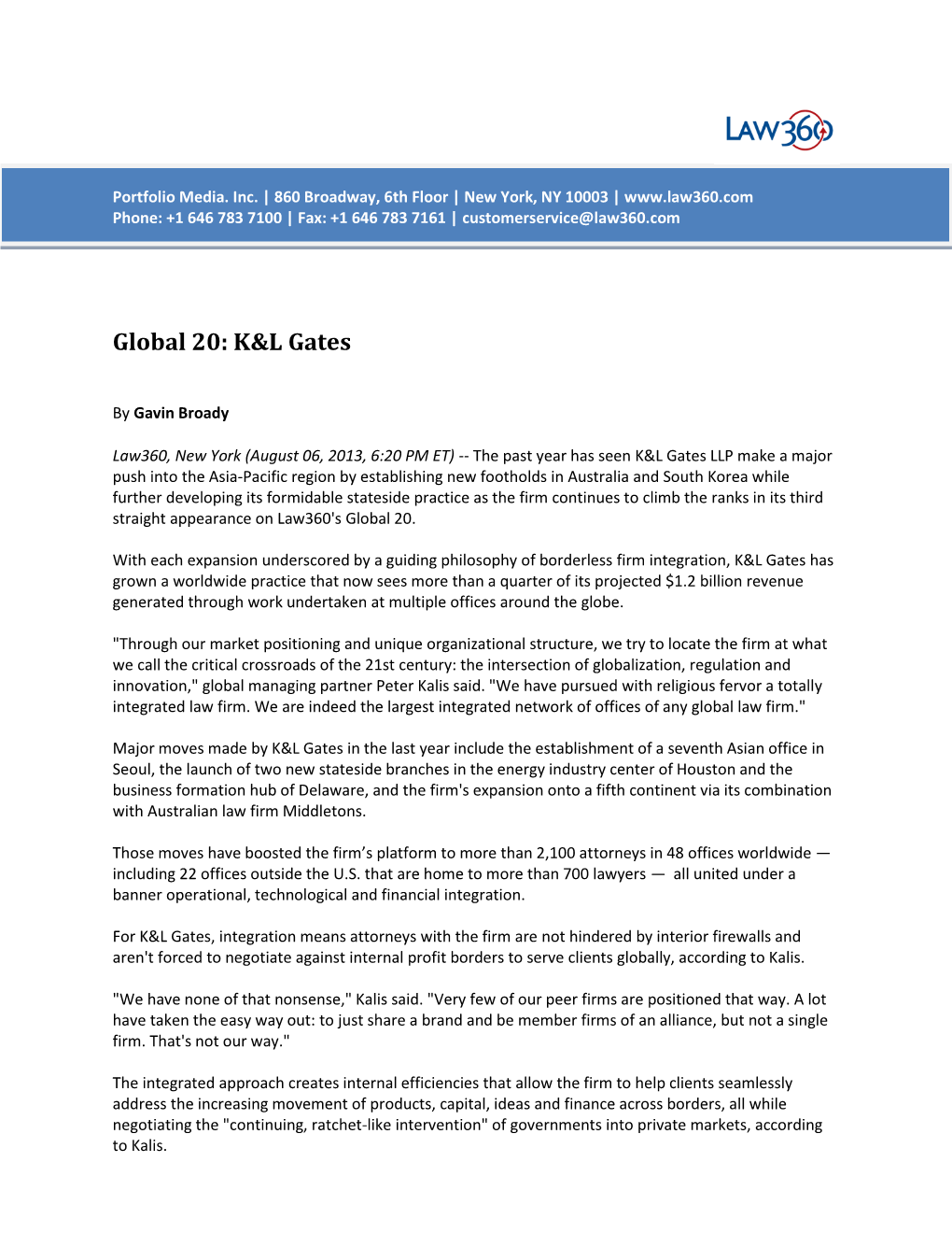 Global 20: K&L Gates