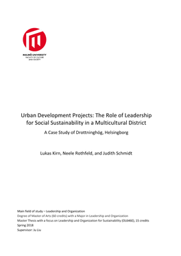 The Role of Leadership for Social Sustainability in a Multicultural District a Case Study of Drottninghög, Helsingborg