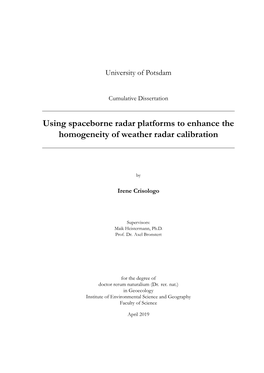 Using Spaceborne Radar Platforms to Enhance the Homogeneity of Weather Radar Calibration