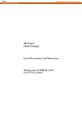 Local Governance and Democracy