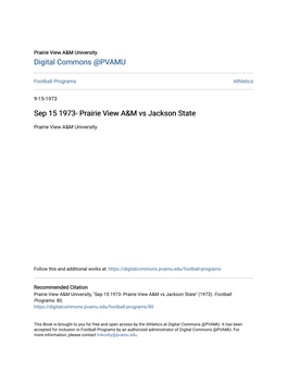 Sep 15 1973- Prairie View A&M Vs Jackson State