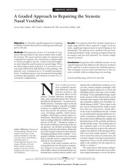 A Graded Approach to Repairing the Stenotic Nasal Vestibule