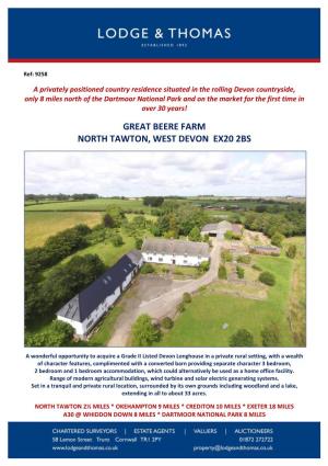 Great Beere Farm North Tawton, West Devon Ex20 2Bs
