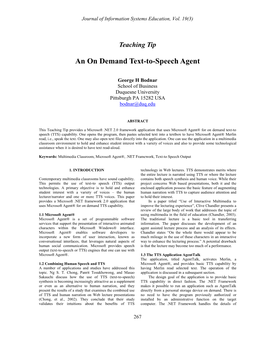 An on Demand Text-To-Speech Agent