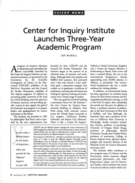 Center for Inquiry Institute Launches Three-Year Academic Program