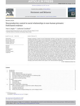 Neuroendocrine Control in Social Relationships in Non-Human Primates: Field Based Evidence