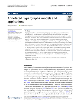 Annotated Hypergraphs: Models and Applications