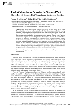 Hidden Calculation on Patterning the Warp and Weft Threads with Double Ikat Technique: Geringsing Textiles