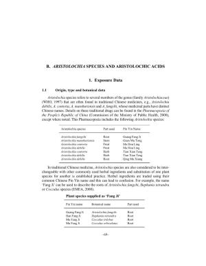 Aristolochia Species and Aristolochic Acids