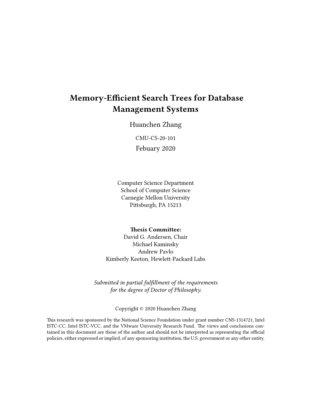 Memory-Efficient Search Trees for Database Management Systems