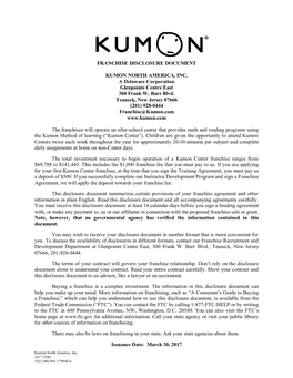 Franchise Disclosure Document Kumon North