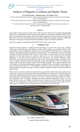 Analysis of Magnetic Levitation and Maglev Trains