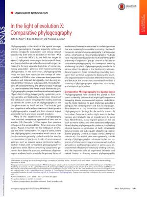 Comparative Phylogeography COLLOQUIUM INTRODUCTION John C