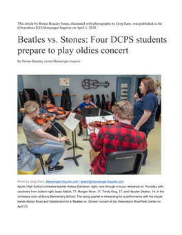 Beatles Vs. Stones: Four DCPS Students Prepare to Play Oldies Concert