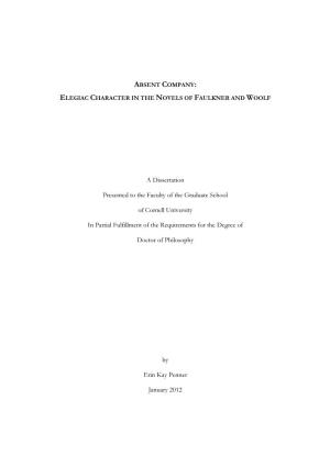 A Dissertation Presented to the Faculty of the Graduate School of Cornell University in Partial Fulfillment of the Requirements