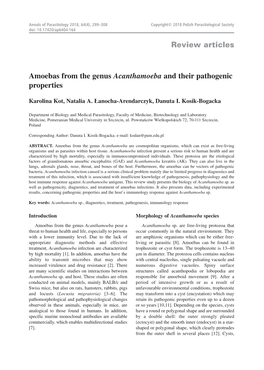 Review Articles Amoebas from the Genus Acanthamoeba and Their