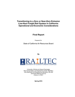 Transitioning to a Zero Or Near-Zero Emission Line-Haul Freight Rail System in California: Operational and Economic Considerations