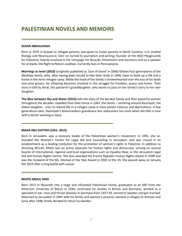 Palestinian Novels and Memoirs