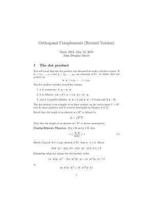 Orthogonal Complements (Revised Version)