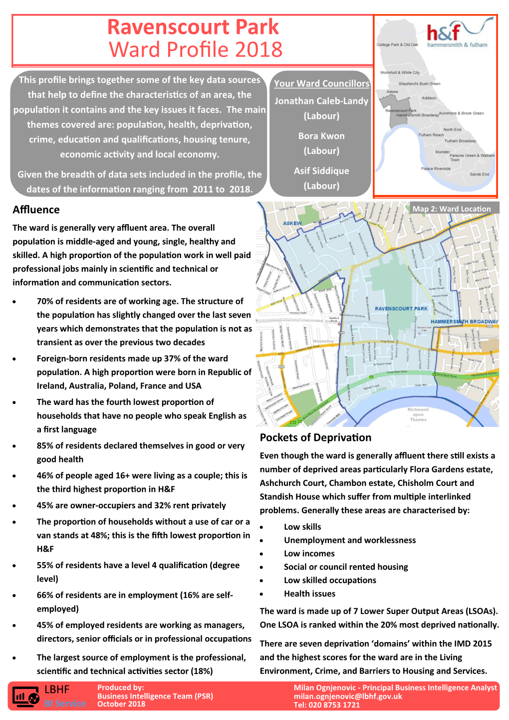 Ravenscourt Park Ward Profile 2018