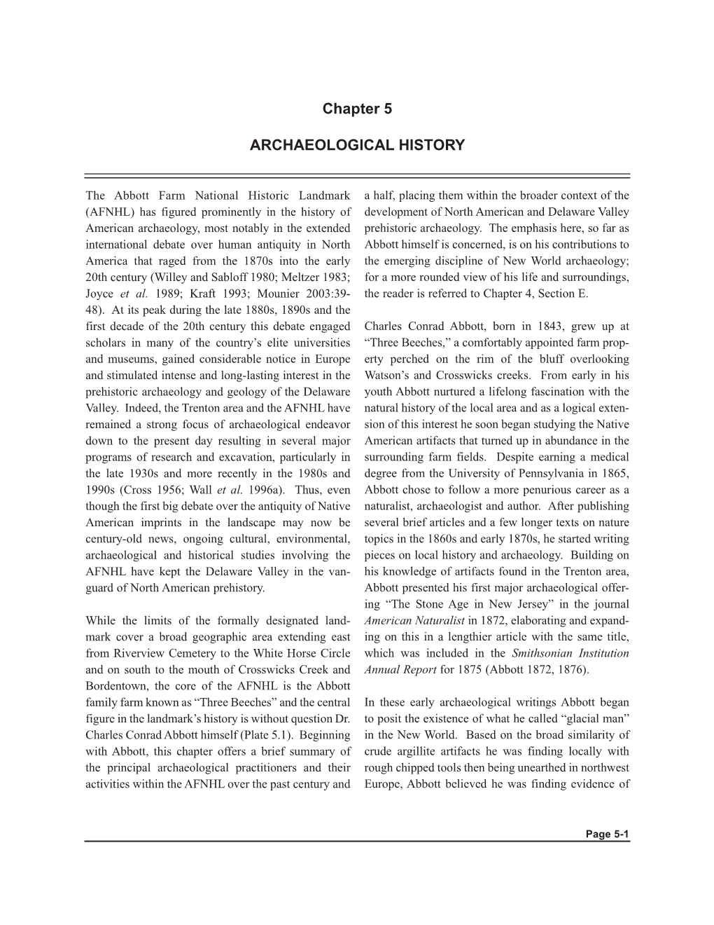 Chapter 1 INTRODUCTION Chapter 5 ARCHAEOLOGICAL HISTORY