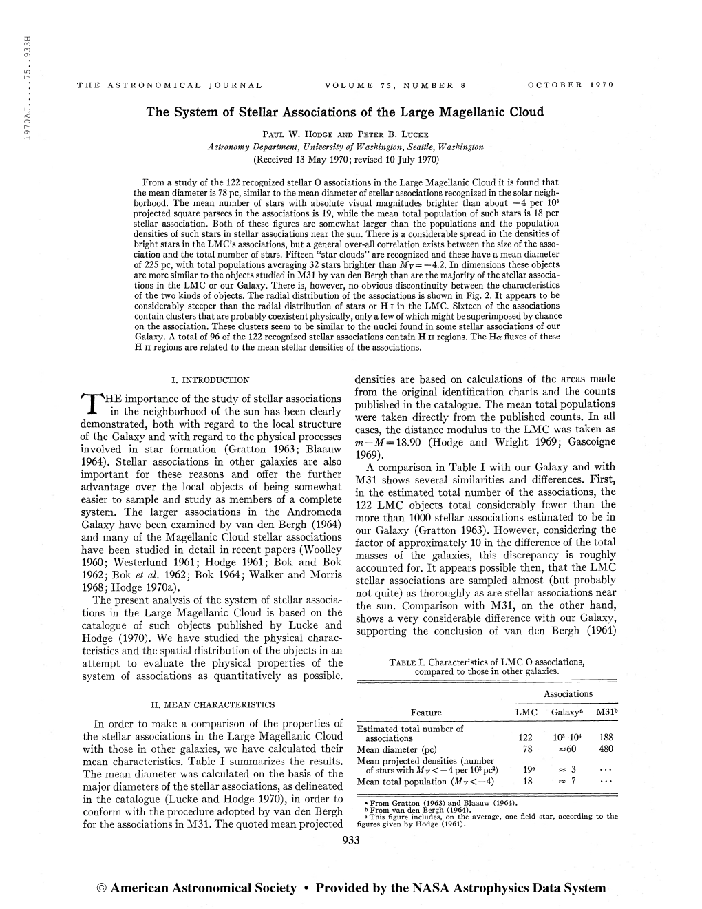 1970Aj 75. . 933H the Astronomical Journal