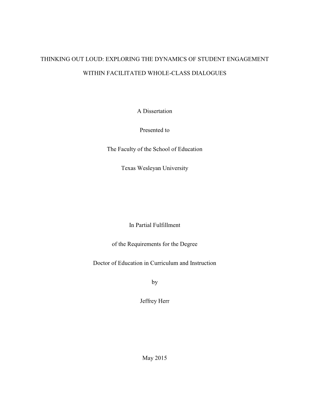 Thinking out Loud: Exploring the Dynamics of Student Engagement