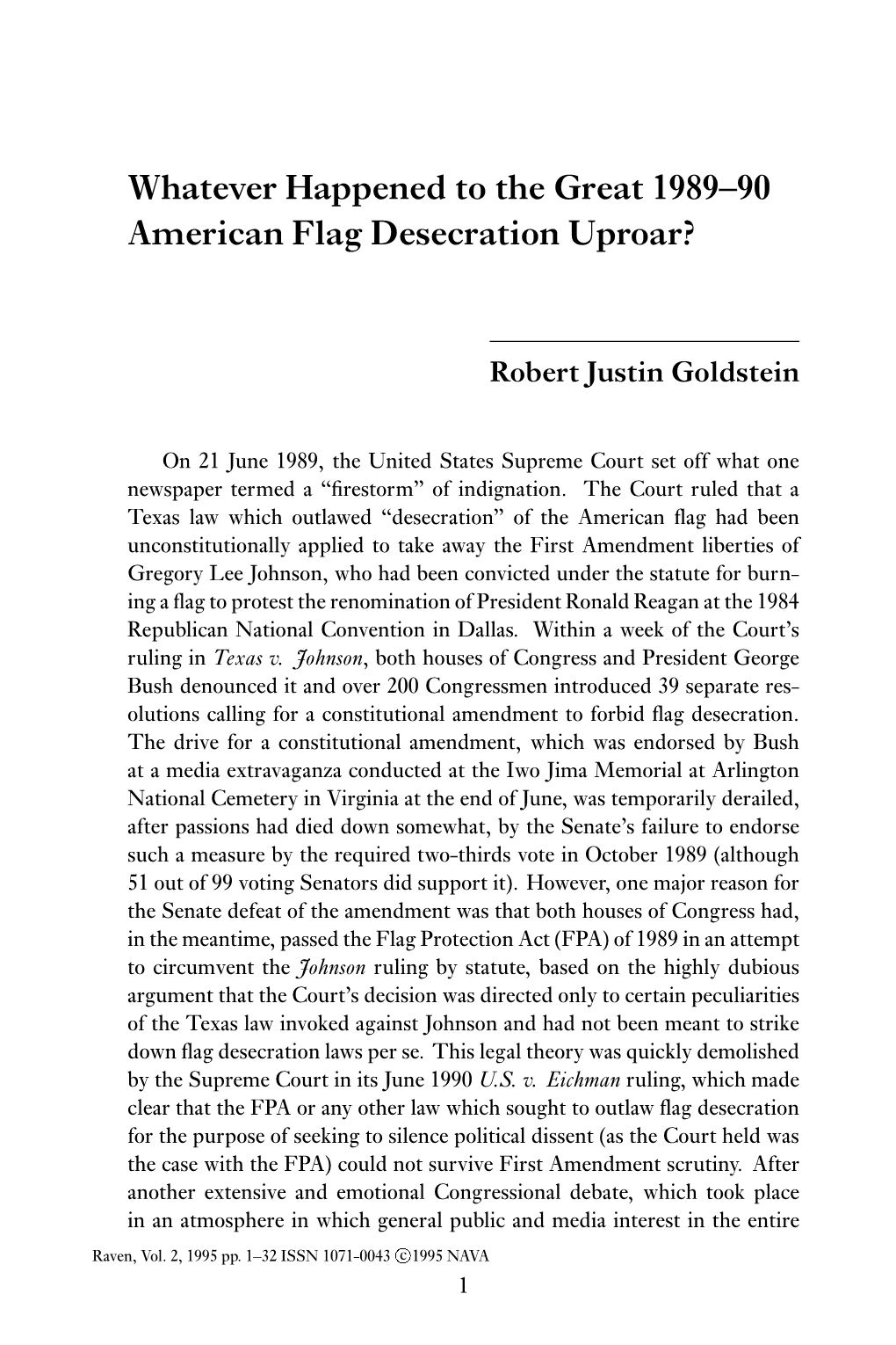 Whatever Happened to the Great 1989–90 American Flag Desecration Uproar?