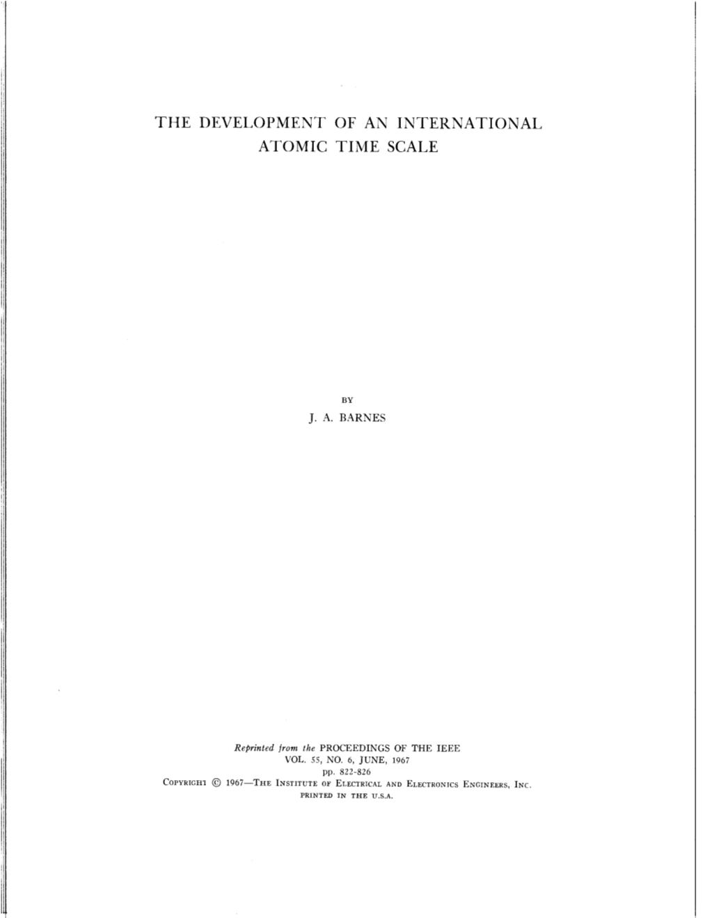 The Development of an International Atomic Time Scale