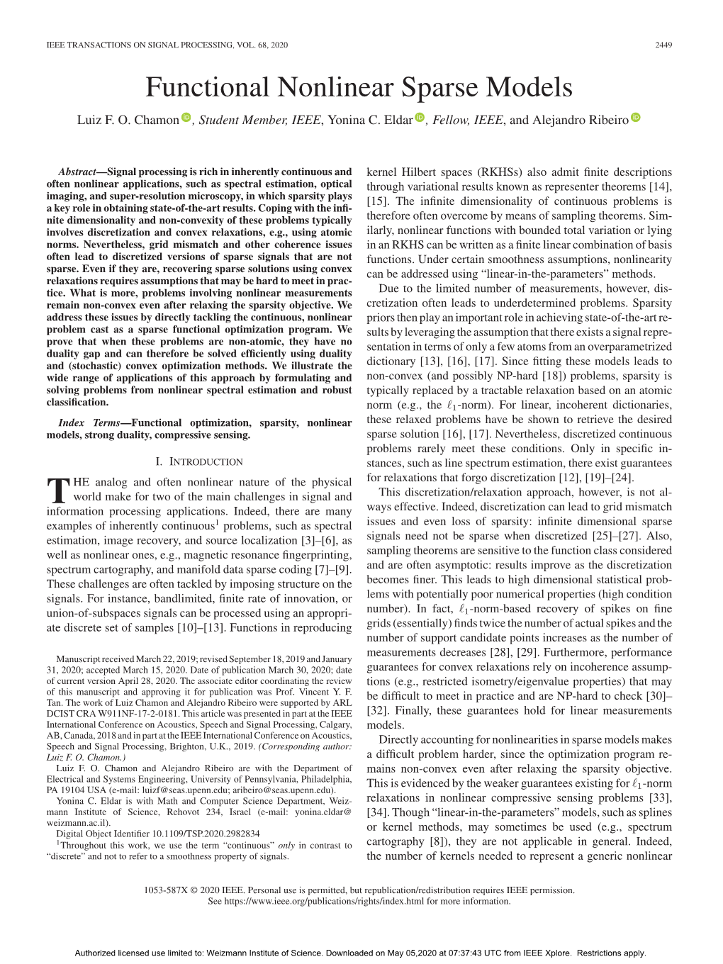 Functional Nonlinear Sparse Models Luiz F