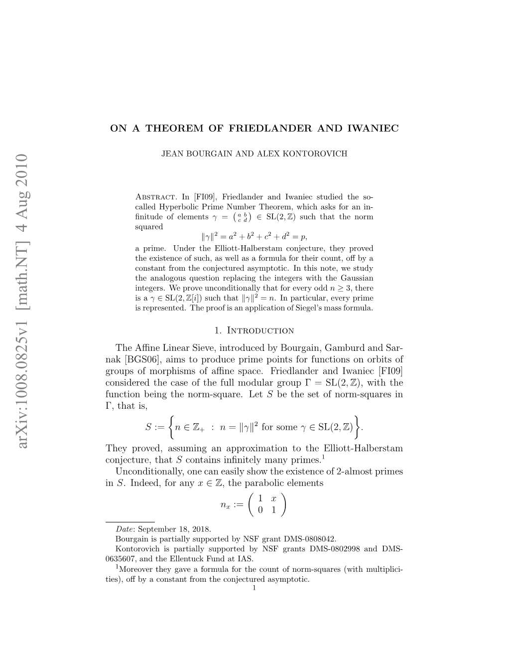 On a Theorem of Friedlander and Iwaniec