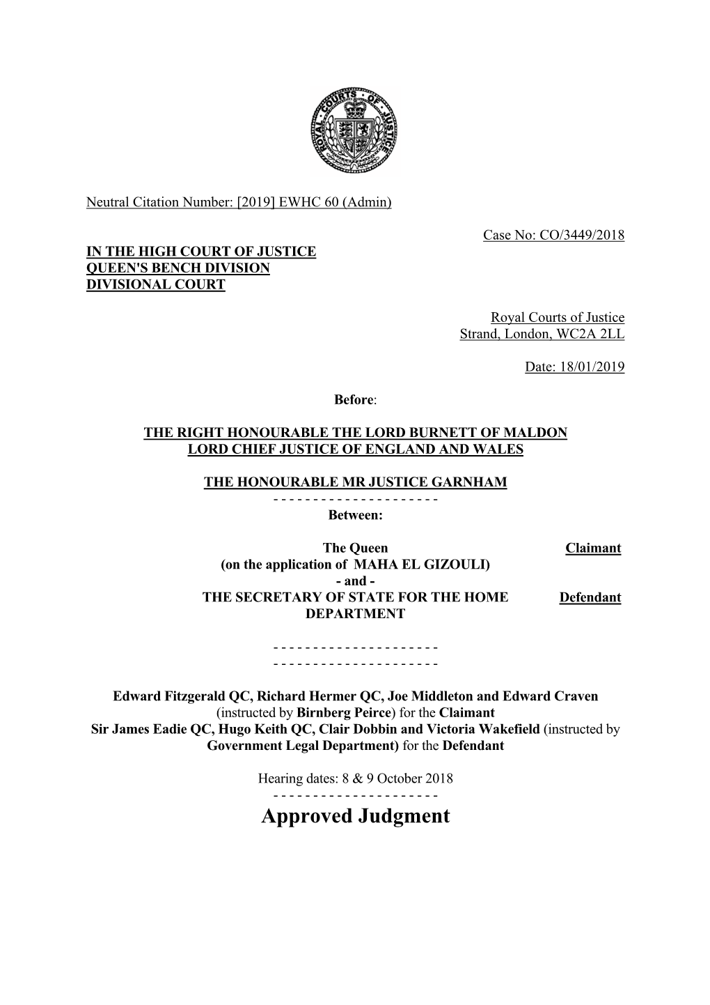 Approved Judgment