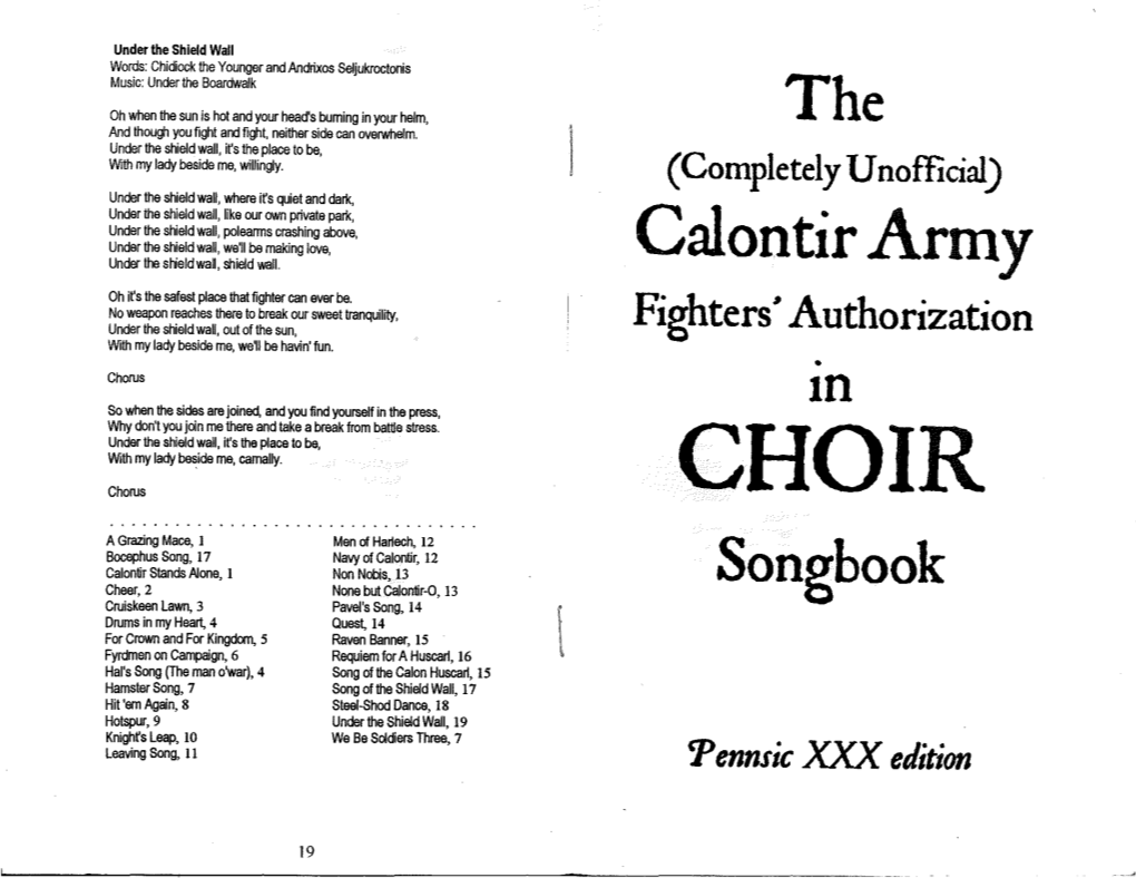The Calontir Army Songbook