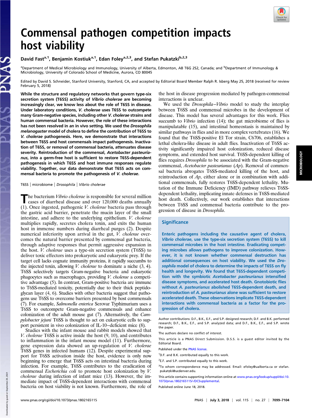 Commensal Pathogen Competition Impacts Host Viability