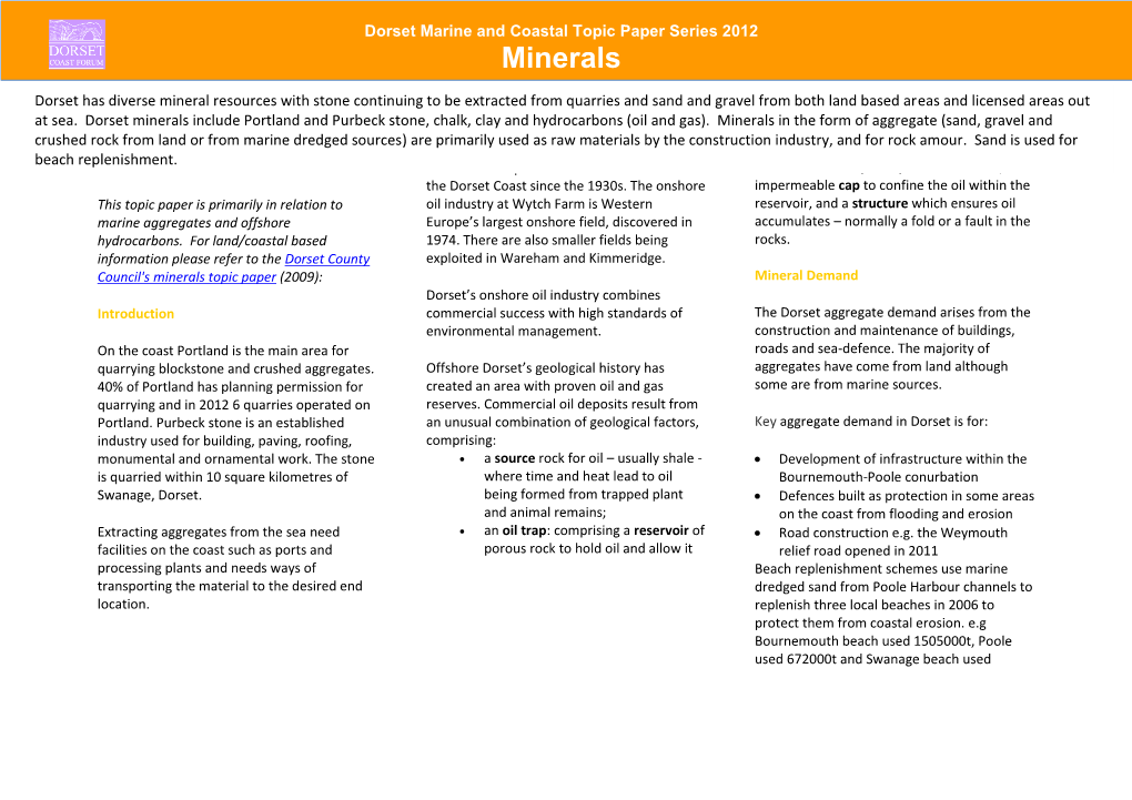 Minerals Topic Paper