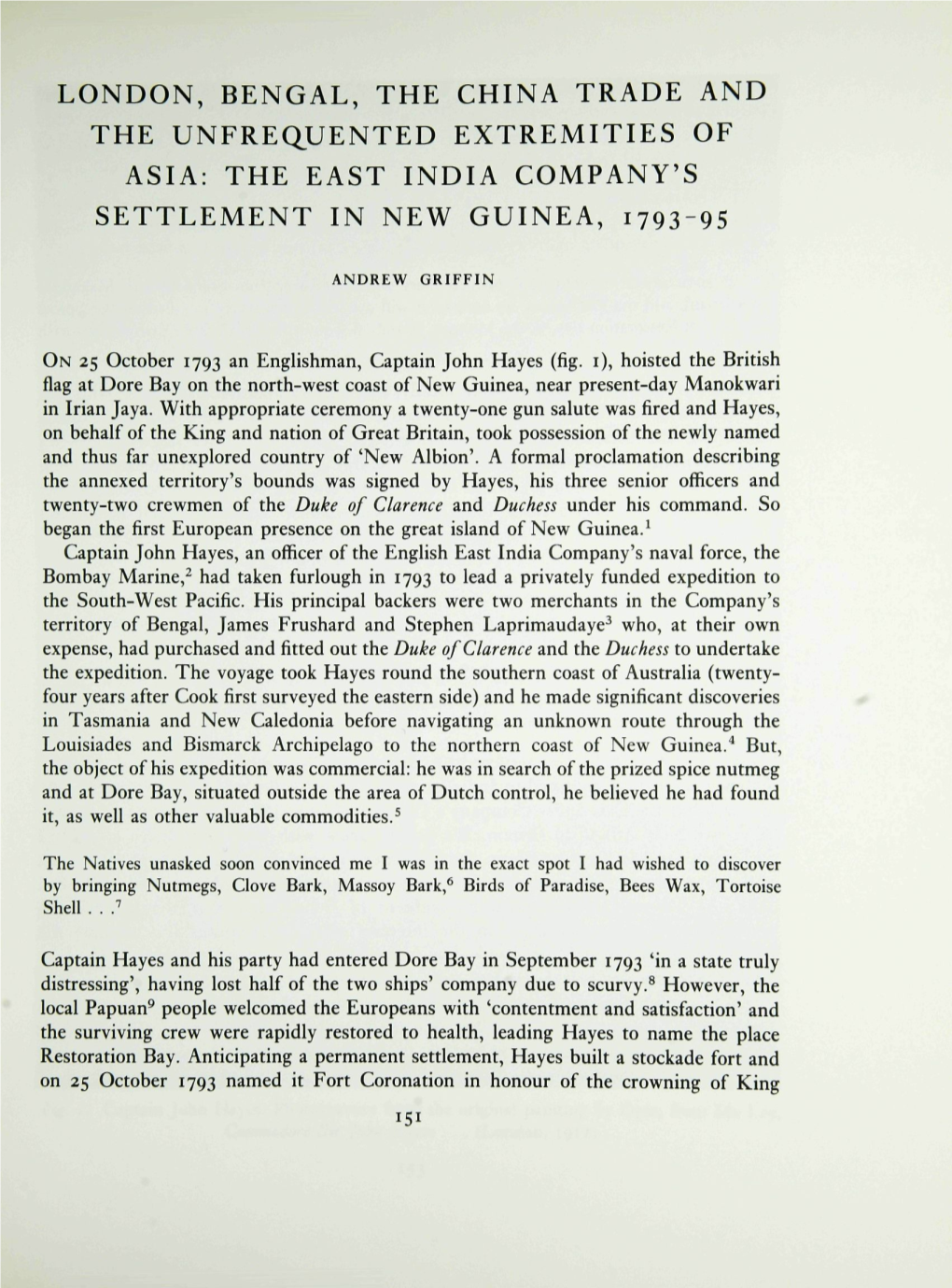 The East India Company's Settlement in New Guinea, 179395